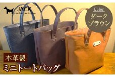 本革製ミニトートバッグ＜ダークブラウン＞ ハンドメイド 国産牛ヌメ革 ミニトートバッグ 小型 トートバッグ かばん 本革 レザー 革製品 贈り物 ギフト ダークブラウン F6L-280