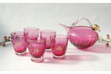 ＜ガラス作家 池本美和＞冷酒揃「Reward」B 吹きガラス 硝子 ガラス 冷酒 片口 ぐい呑み 酒器 池本美和 贈り物 ギフト F6L-512