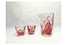 ＜ガラス作家 川田絢子＞冷酒揃え「春の風」 硝子 ガラス 冷酒揃え 冷酒 酒器 川田絢子 贈り物 ギフト F6L-100