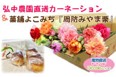 弘中農園直送カーネーション切り花≪Piccolo≫ ＆ 菓舗よこみち『周防みやま栗（３個）』セット