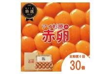 【定期便】 卵 赤卵 30個 6回 (割れ保証含む) たまご アイ杉原 国産 大人気 玉子焼き 卵焼き 卵かけご飯 米 ご飯 ゆで卵 すき焼き 鳥 鶏 鶏卵 卵黄 玉子スープ 玉子焼き 生卵 産地直送 健康 ギフトお歳暮 お中元 アイ杉原の赤卵 徳島 