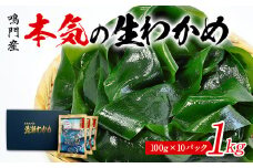 鳴門の漁師が育てた 本気の生わかめ（湯通し塩蔵） 1kg （ 100g × 10袋 ）  鳴門わかめ わかめ 国産 ブランド 人気 小分け 湯通し 味噌汁 みそ汁 スープ 料理 ギフト