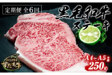 定期便 6回お届け すだち牛黒毛和牛（ステーキ用）250g 合計1.5kg
