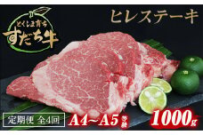 定期便 4回お届け すだち牛黒毛和牛（ヒレ）1kg