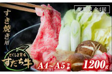 定期便 4回お届け すだち牛黒毛和牛（すき焼き用）1.2kg 合計4.8kg
