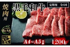 定期便 6回お届け すだち牛 黒毛和牛 （ 焼肉用 ） 1.2kg 合計7.2kg