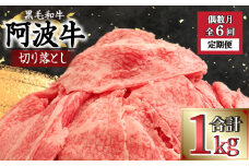<2024年9月末受付終了>定期便 偶数月 6回 牛肉 切り落とし 計 6kg 1kg × 6ヵ月 冷凍 徳島県 国産 黒毛和牛 阿波牛 ロース モモ カタ 焼肉 すき焼き BBQ バーベキュー