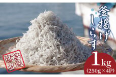 しらす 釜揚げ 1kg 漁協直送 250g × 4パック ごはん のお供 ちりめん 小分け 便利 おつまみ 酒の肴 魚 魚介 小魚 海鮮 海産物 おかず しらす丼 お米 グルメ 食品 新鮮 手軽 時短 ピザ パスタ オイル 漬け 冷凍 国産 徳島県
