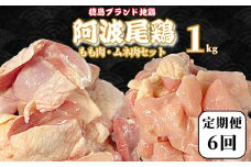 【定期便6回】阿波尾鶏　もも肉・むね肉セット1kg（500g×2P） 鶏肉 徳島 地鶏 とり肉 ブランド 唐揚げ チキン もも肉 小分け バラ 冷凍 小松島市 