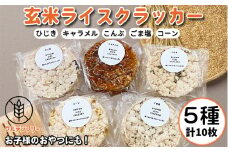 玄米 ライスクラッカー 5種（計10枚） 玄米 煎餅 グルテンフリー ポンせんべい 国産米 米 おやつ 朝食 ダイエット 食品 栄養 食物繊維 美容 健康 置き換え 軽食 小松島市 備蓄 災害