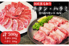 国産 牛タン ハラミ セット 計500g 牛肉 タン 薄切り ハラミ  希少部位 焼き肉 BBQ 焼肉 肉 お肉 高級 絶品 ふるさと納税 小松島市