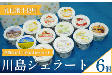 ジェラート  詰め合わせ おまかせ 6個 セット 120ml 川島ジェラート アイスクリーム アイス シャーベット デザート スイーツ お菓子 洋菓子 おやつ くずもち キシリトール ひまわり 桜 入学 ブルーチーズ くるみ ギフト プレゼント 贈答 お取り寄せ グルメ 季節限定 冷凍 徳島県 吉野川市 A sweets factory