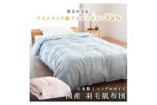 羽毛布団 羽毛 掛け布団 色（ブルー） アイダーダウン95% 0.3kg入り 羽毛肌掛け布団 シングルロング 夏掛け布団 布団カバー 布団干し 羽毛布団