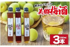 梅酒 飲み比べ 3本セット ミニボトル 美郷露茜 美郷鶯宿 美郷竜峡 200ml 各1本 梅 ブレンド 梅酒 うめ 果物 フルーツ うめしゅ お酒 酒  果実酒 さけ ビール ハイボール チューハイ 焼酎 日本酒 ウイスキー ワイン ギフト 贈答 プレゼント 送料無料 徳島県 吉野川市