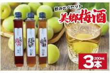梅酒 飲み比べ 3本セット ミニボトル 美郷露茜 美郷月世界 美郷竜峡 200ml 各1本 梅 ブレンド 梅酒 うめ 果物 フルーツ うめしゅ お酒 酒  果実酒 さけ ビール ハイボール チューハイ 焼酎 日本酒 ウイスキー ワイン ギフト 贈答 プレゼント 送料無料 徳島県 吉野川市