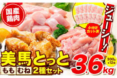 美馬とっと むね肉 もも肉 セット 約3.6kg 約300g×12パック《30日以内に出荷予定(土日祝除く)》徳島県 美馬市 肉 鶏 鶏肉 送料無料 冷凍 胸肉 モモ肉 むね もも 小分け まるほ食品 st-p
