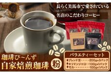 自家焙煎 珈琲豆 コーヒー バラエティーセット粉 計5袋 《30日以内に出荷予定(土日祝除く)》珈琲び～んず  送料無料 焙煎 ブレンド豆 モカ キリマンジャロ コーヒー豆 徳島県 美馬市
