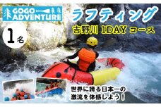 ラフティング 吉野川1DAYコース 1名 利用券 GOGOアドベンチャー アクティビティ ウォータースポーツ 吉野川 激流 徳島県 三好市 みよし 体験 観光 旅行 チケット 夏休み 自然 家族連れ 体験チケット 施設利用券 ゴーゴーアドベンチャー