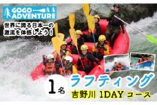 ラフティング 吉野川1DAYコース 1名 利用券 GOGOアドベンチャー アクティビティ ウォータースポーツ 吉野川 激流 徳島県 三好市 みよし 体験 観光 旅行 チケット 夏休み 自然 家族連れ 体験チケット 施設利用券 ゴーゴーアドベンチャー