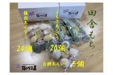 田舎もち 3種 49個 ( 雑穀あんなし 24個 / よもぎあん入り 20個 / 白 あん入り 5個 ) 冷凍 和菓子 セット スイーツ デザート 徳島県 三好市 おやつ 餅 まんじゅう 母の日 父の日 年末年始 歳暮 中元 ギフト プレゼント
