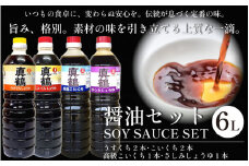 醤油 6L セット 4種 詰め合わせ 調味料 コク 濃厚 だし 出汁 刺身 寿司 鍋 冷奴 焼き魚 豚しゃぶ 煮物 炒め物 料理 つけ醤油 かけ醤油 老舗の味 送料無料 徳島県 三好市 みよし 真鍋本家 真鶴醤油 こいくち うすくち 高級こいくち さしみしょうゆ