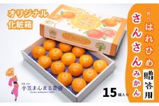 【先行予約】2025年12月解禁日より順次発送！小笠まんまる農園の贈答用『三好・三野産はれひめ（ＳＵＮＳＡＮみかん）2L 15個 化粧箱入り』　※50セット限定