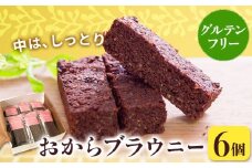 グルテンフリーのおからブラウニー 6個入りセット YUKIFOODデザインスタジオ《90日以内に出荷予定(土日祝除く)》焼き菓子 おから ブラウニー 小麦不使用 スイーツ デザート 徳島県 佐那河内村【配送不可地域あり】※離島