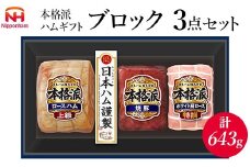 012-102 本格派ハムギフト ブロック 3点セット ｜ 日本ハム ハム 焼豚 肩ロース 豚肉 贈答 ギフト 中元 歳暮 おせち BBQ ※離島への配送不可 ※2025年11月下旬～12月下旬頃に順次発送予定