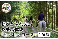 動物ふれあい＆乗馬体験 『わくわくコース』約30分 1名　CC-2 徳島 那賀 体験 乗馬 乗馬体験 チケット トラベル ふれあい 動物とふれあい 自然 アウトドア レジャー 景品 1名様 1枚 思い出 【体験チケット】 