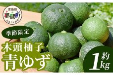 【先行受付・期間限定】徳島県那賀町産 木頭ゆず 青ゆず 1Kg (約12個) 【8月下旬頃より発送】徳島 木頭地区 栽培期間中農薬・化学肥料不使用 柚子 ユズ 青柚子 黄金の村 国産 新鮮 薬味 柑橘 産地直送 OM-135