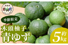 【先行受付・期間限定】徳島県那賀町産 木頭ゆず 青ゆず 5Kg (約60個) 【8月下旬頃より発送】徳島 木頭地区 栽培期間中農薬・化学肥料不使用 柚子 ユズ 青柚子 黄金の村 国産 新鮮 薬味 柑橘 産地直送 OM-137