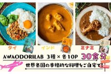 AWAODORILAB３種３０食　 ガパオ10食　バターチキンカレー10食　 ごちそうカレー 10食　 レトルト常温