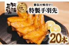 徳島グルメフェス フライドチキン部門第2位！ 絶品・阿波尾鶏手羽先 20本入り  手羽先 阿波尾鶏 唐揚げ 20本 冷蔵 徳島 地鶏 あわおどり
