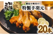  絶品・阿波尾鶏手羽元 20本入り  手羽元 阿波尾鶏 唐揚げ 20本 冷蔵 徳島 地鶏 あわおどり