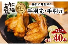  阿波尾鶏 手羽先 手羽元 セット 各20本 計40本 阿波尾鶏 唐揚げ 冷蔵 徳島 地鶏 あわおどり