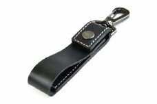 ぬめ革の時計ホルダー／Type-A（幅：20mm）ブラック（ステッチカラー：ホワイト）