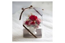 赤薔薇・ピンク紫陽花のプリザーブドフラワーアレンジメント(クリアケース付き)【1116517】