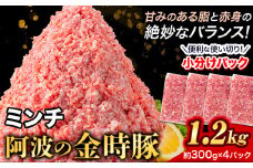 豚肉 阿波 金時豚 ミンチ 1.2kg アグリガーデン 《30日以内に出荷予定(土日祝除く)》豚肉 ブランド豚 肉 小分けパック 送料無料 徳島県 上板町 st-p