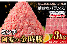 豚肉  阿波 金時豚 ミンチ 大容量 3kg アグリガーデン 《30日以内に出荷予定(土日祝除く)》豚肉 ブランド豚 肉 小分けパック 送料無料 徳島県 上板町 st-p