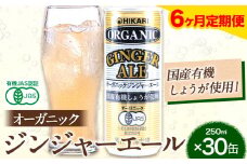 【6ヶ月定期便】 ジンジャーエール 250ml×30缶 光食品株式会社 定期 計6回お届け 《お申込み月の翌月から出荷開始》 徳島県 上板町 ジュース 炭酸水 光食品 ジンジャーエール オーガニック 有機 st-p