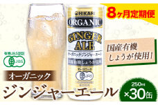 【8ヶ月定期便】 ジンジャーエール 250ml×30缶 光食品株式会社 定期 計8回お届け 《お申込み月の翌月から出荷開始》 徳島県 上板町 ジュース 炭酸水 光食品 ジンジャーエール オーガニック 有機 st-p