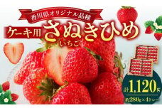 ケーキ用 さぬきひめいちご 4トレー(各約280g)【2025年1月上旬～2025年4月下旬配送】