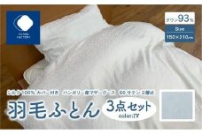 日本製 シルク100％ カバー付き ハンガリー産 マザーグース 60サテン 2層式 羽毛ふとん 3点セット IV