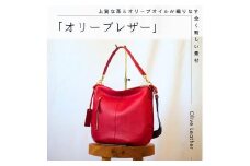オリーブレザー　２WAYショルダーバッグ  レッド
