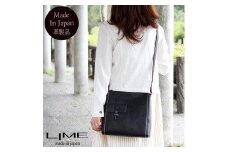 LIME（ライム）　ヌメ革スクエア型ショルダーバッグ　ブラック