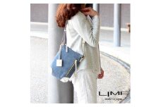 LIME(ライム）　デニムレザー　縦ショルダーバッグ　アイボリー