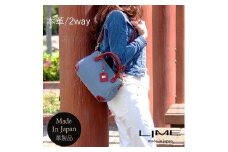 LIME(ライム）　デニムレザー　2wayミニボストンバッグ　レッド