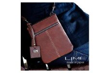 LIME（ライム）　ヌメ革ミニショルダーバッグ　チョコ
