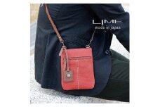 LIME（ライム）　ヌメ革ミニショルダーバッグ　ワイン