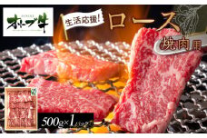 《生活応援》オリーブ牛ロース焼肉用　500g